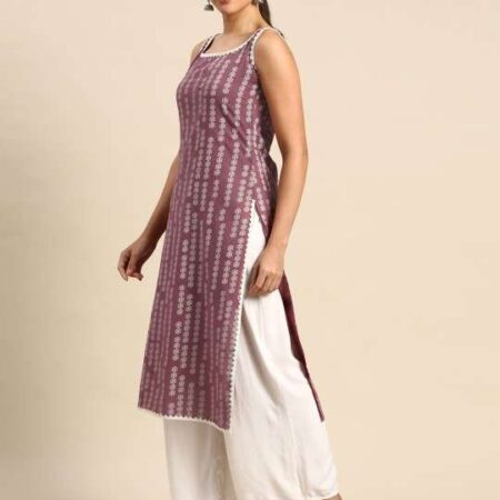 Women's Rayon Printed Straight Kurti With Pant Set
